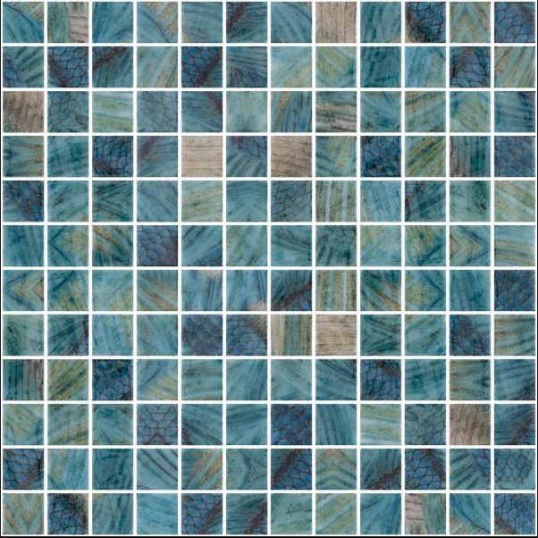 Esturion Blue Spanish PVC Dot Mounted Glass Pool-Mosaic 77620