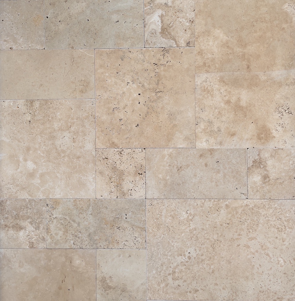 French Pattern YA Beige Tumbled Travertine Tile 8899