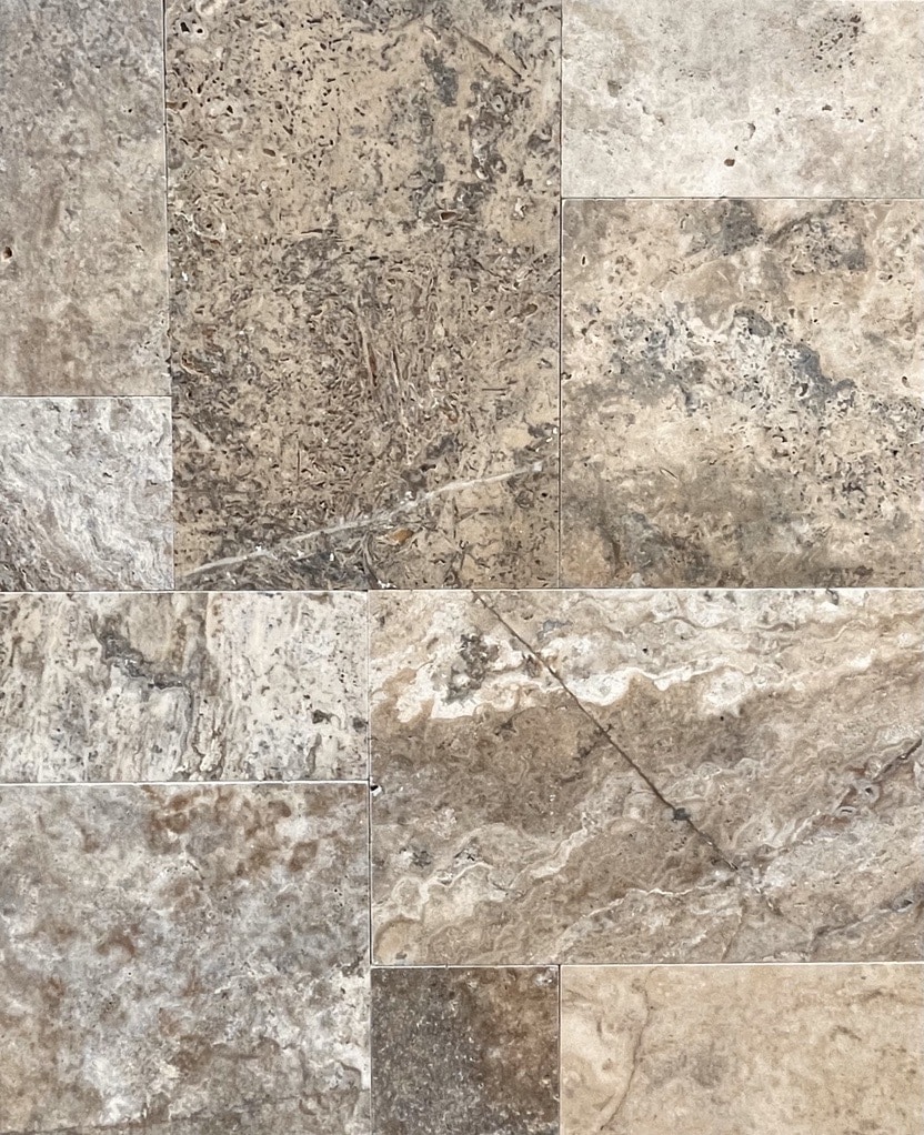 Premium Silver French Pattern Travertine Paver 8916