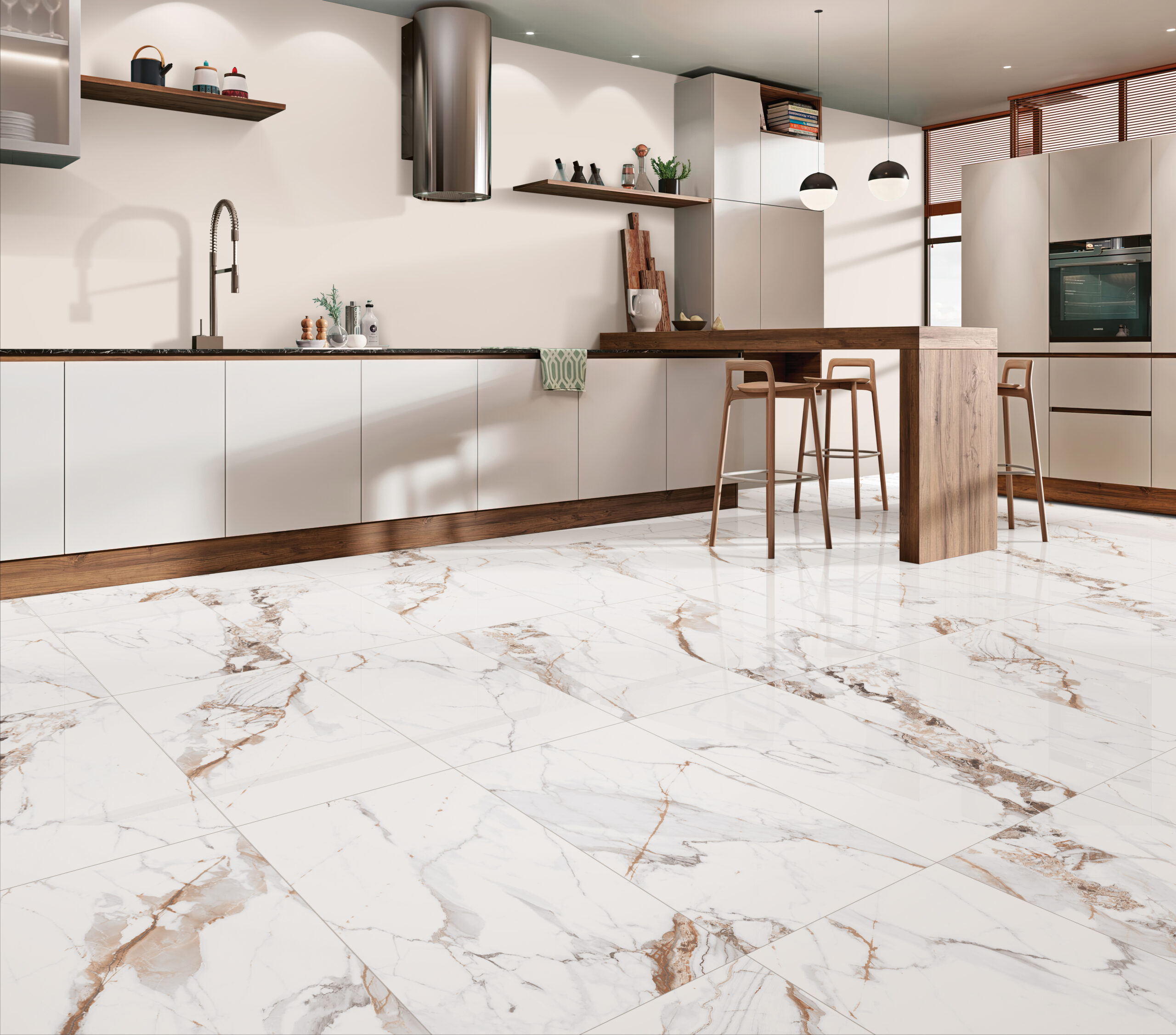Calcatta Gold Marble Look Polished Rectified Porcelain Tile 2591