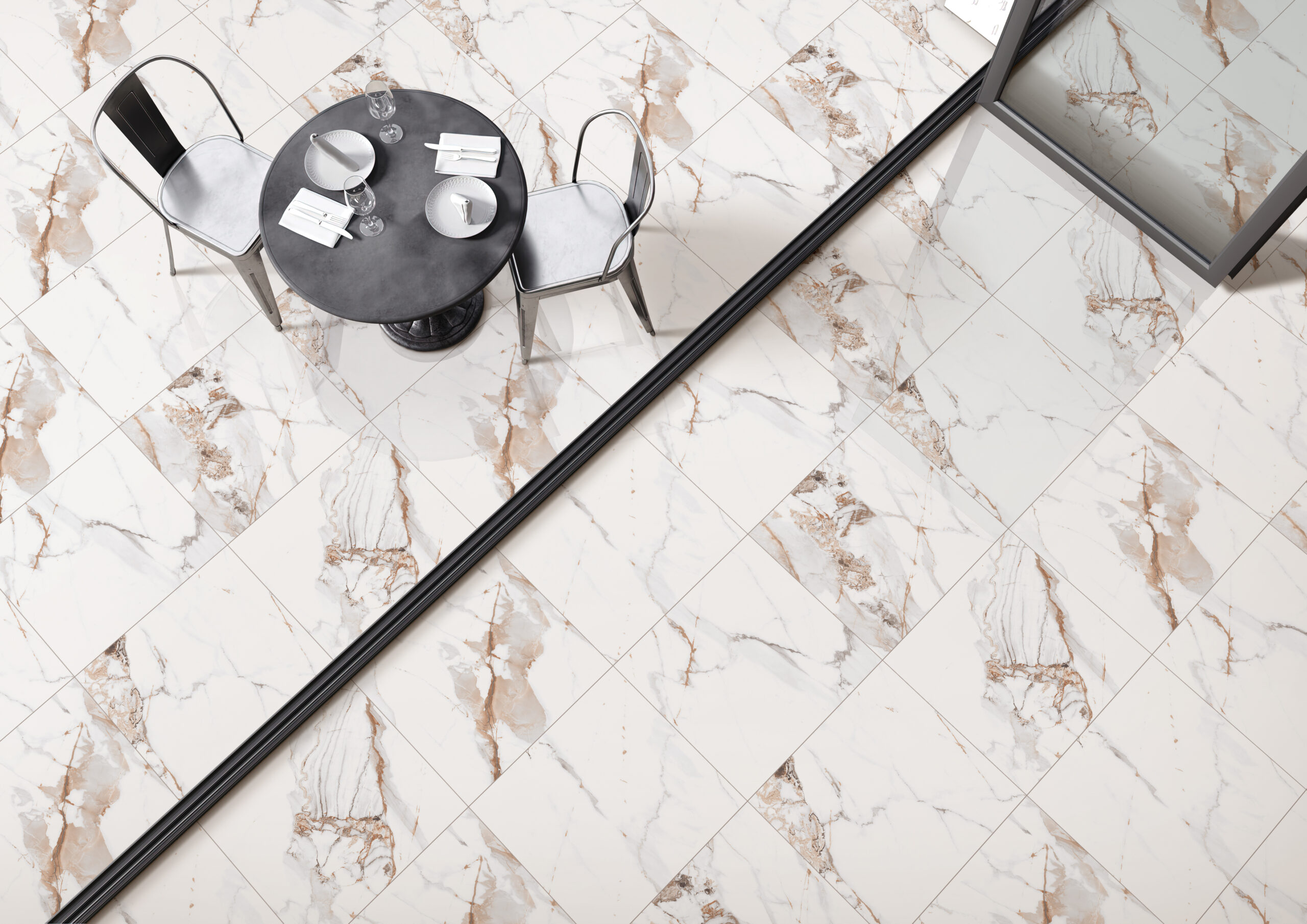 Calcatta Gold Marble Look Polished Rectified Porcelain Tile 2591