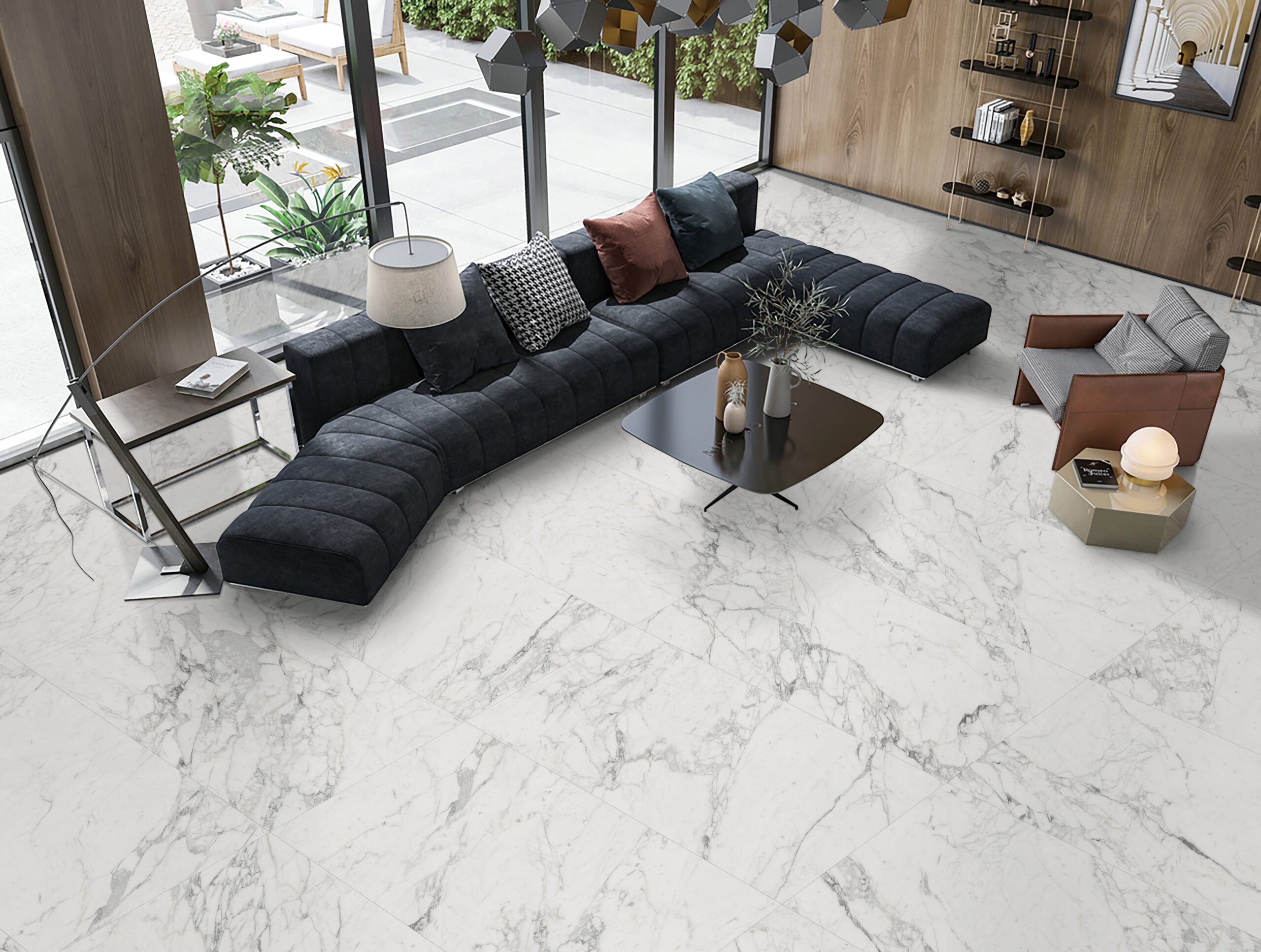 Alpine Carrara Marble Look Matt Finish Rectified Porcelain Tile 2566