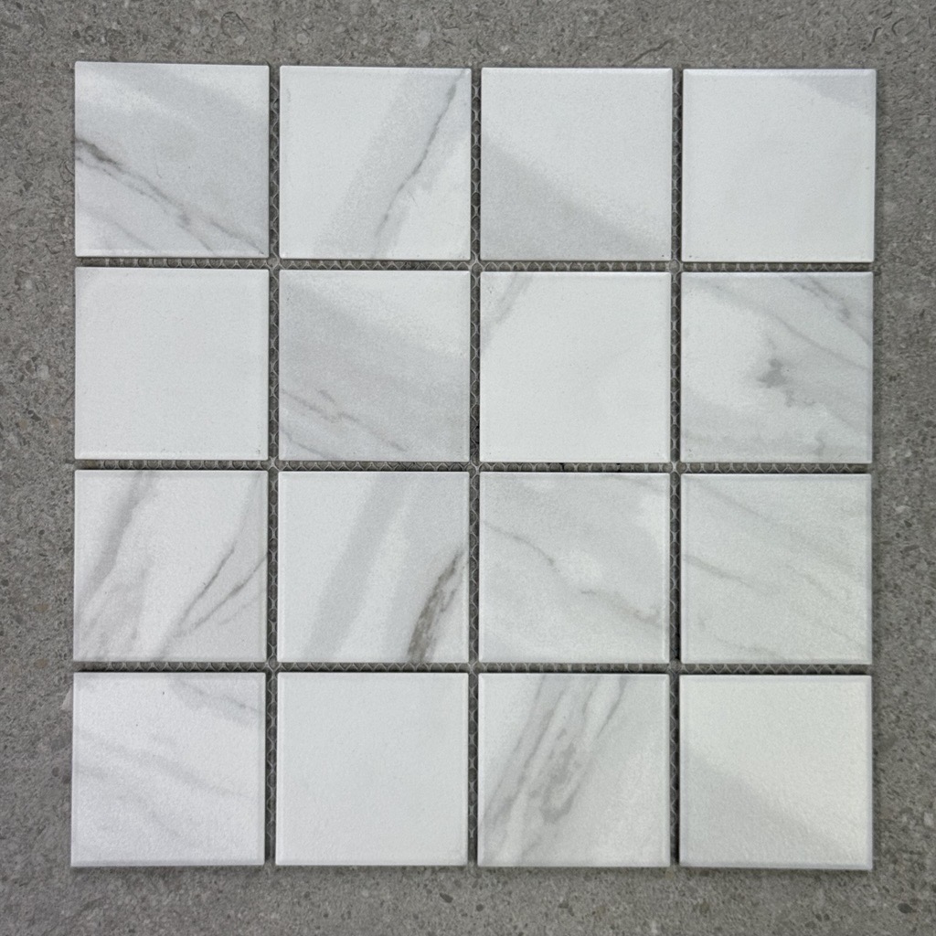 White Carrara Look Matt Glazed Porcelain Mosaic 7767