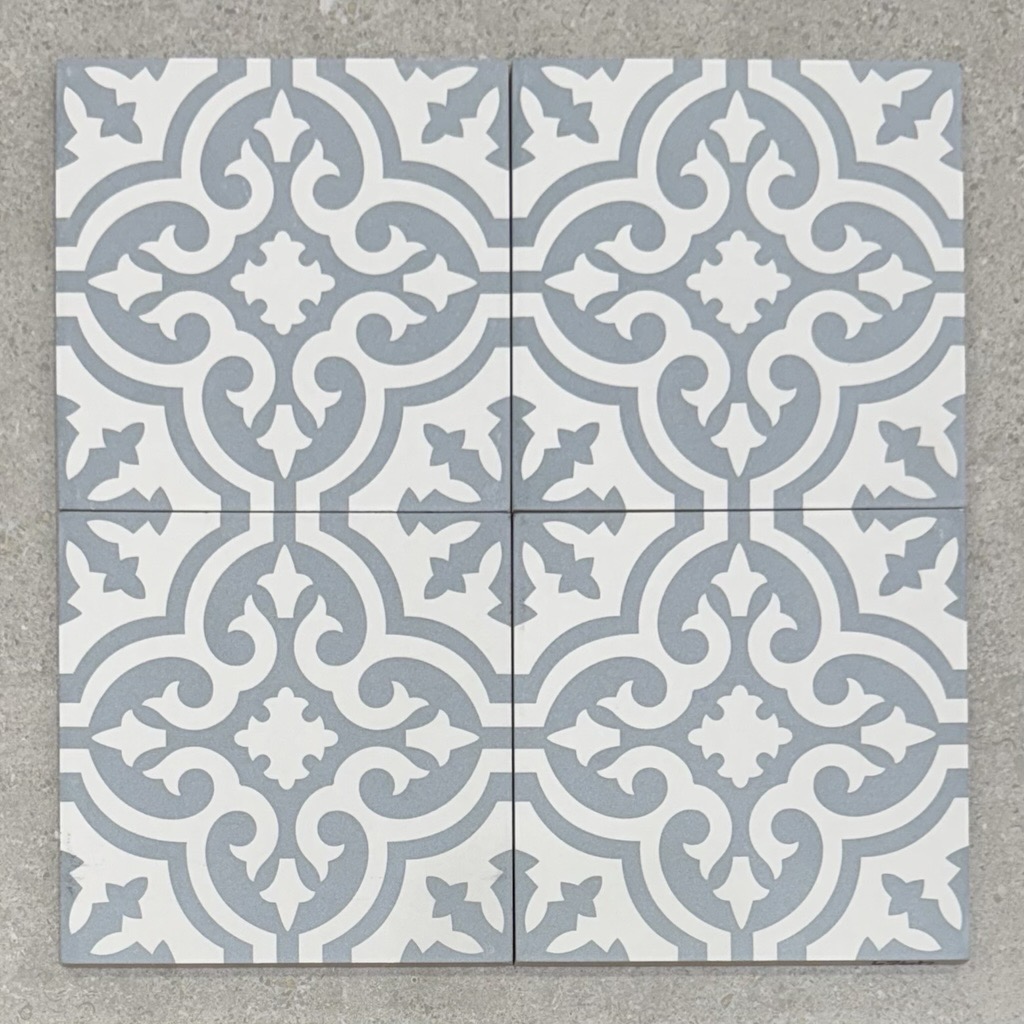 Deco Blue & White Flora Matt Italian Non-Rectified Porcelain Tile 4969