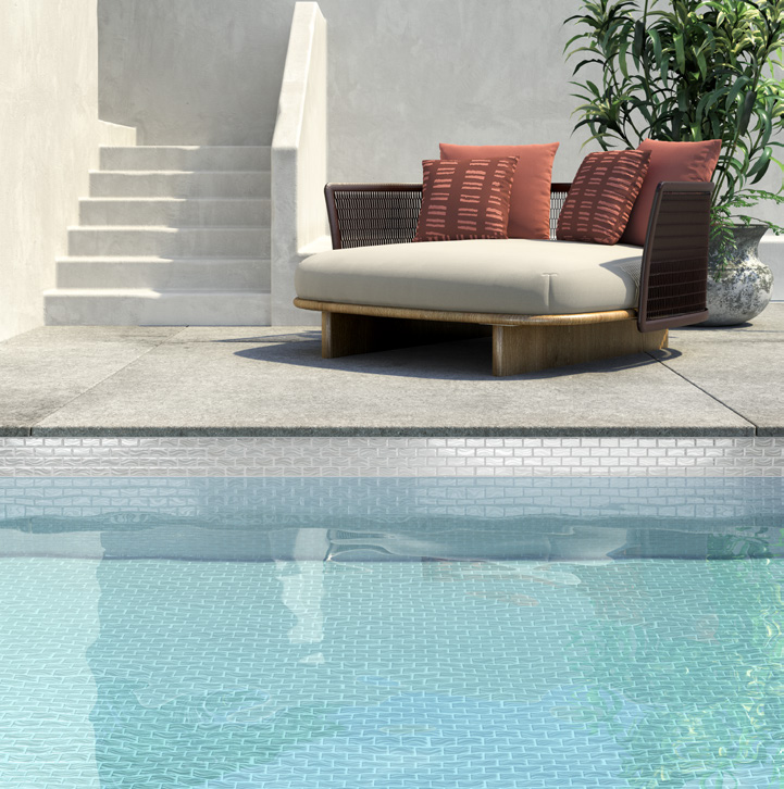 Glitter White Spanish Polyurethane Cord Glass Pool-Mosaic 7779