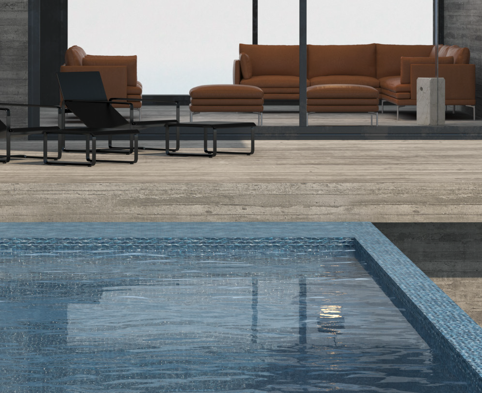 Glitter Blue Spanish Polyurethane Cord Glass Pool-Mosaic 7780