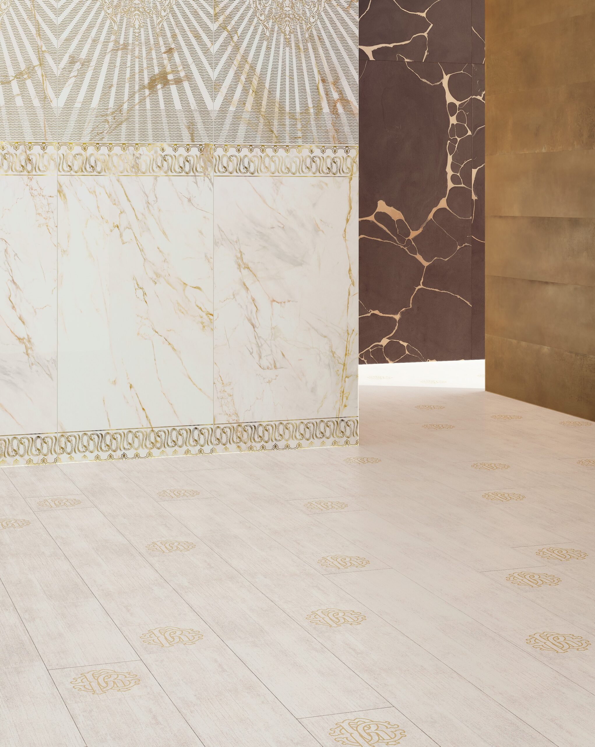 Roberto Cavalli TWS Blanco Logo Italian Rectified Porcelain Tile 2691