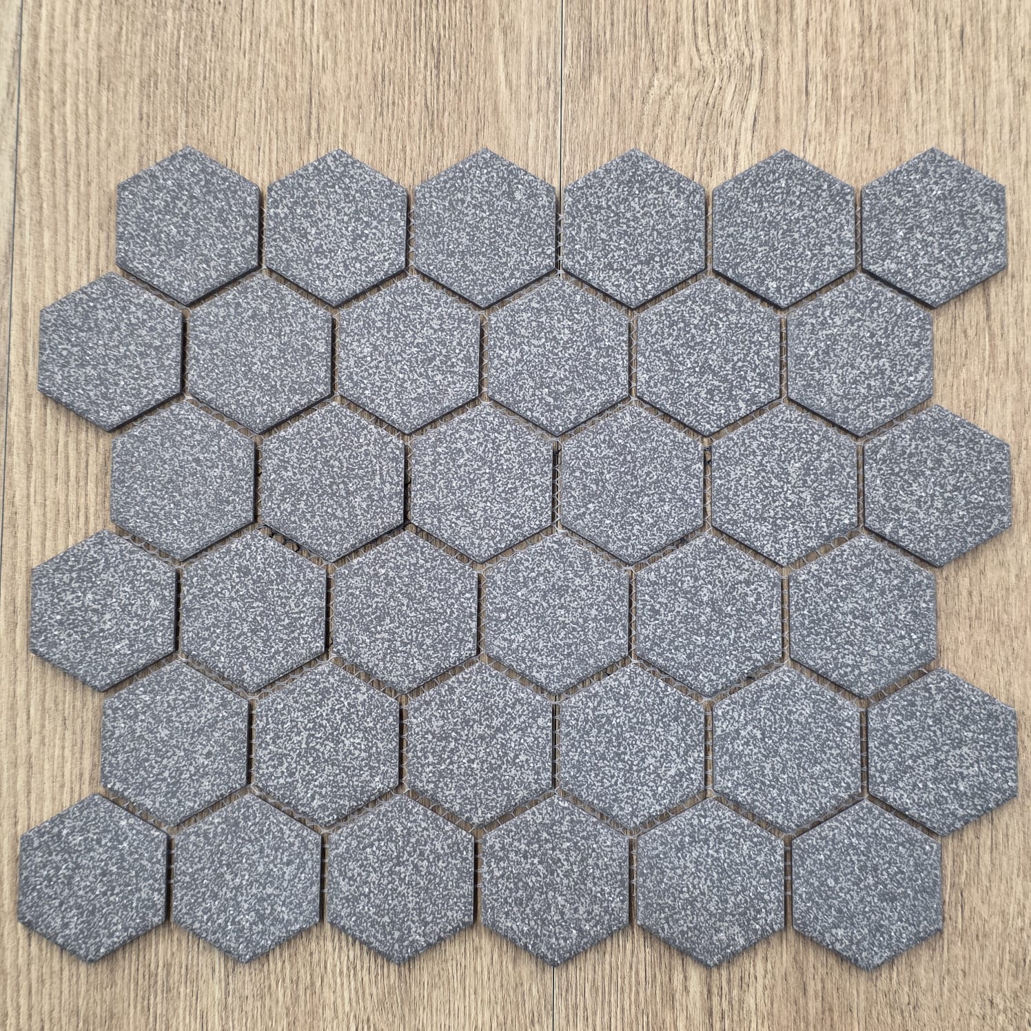 Hexagon Manta Dark Grey Matt Porcelain Mosaic 7793