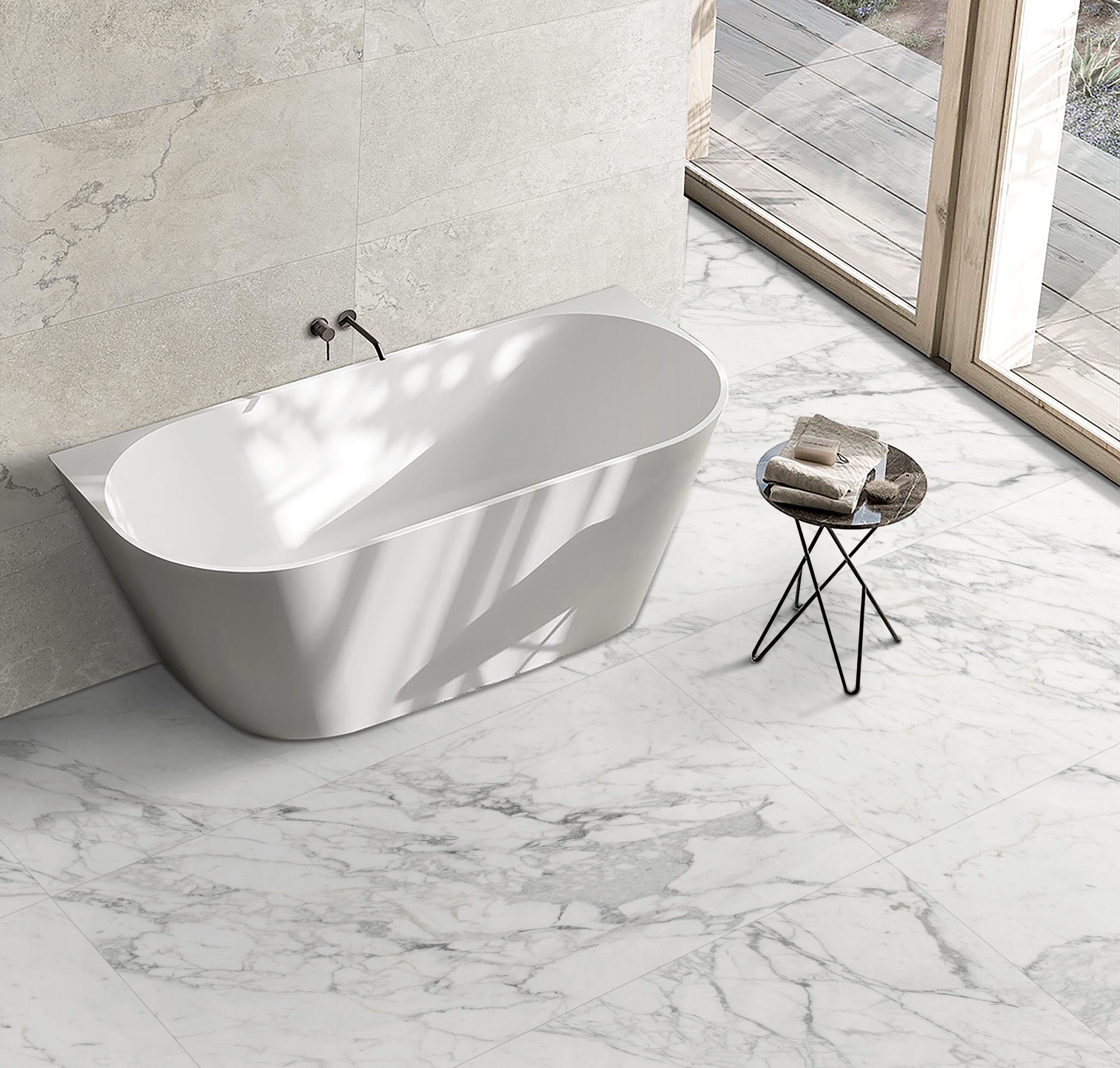 Alpine Carrara Marble Look In/Out Rectified Porcelain Tile 2735