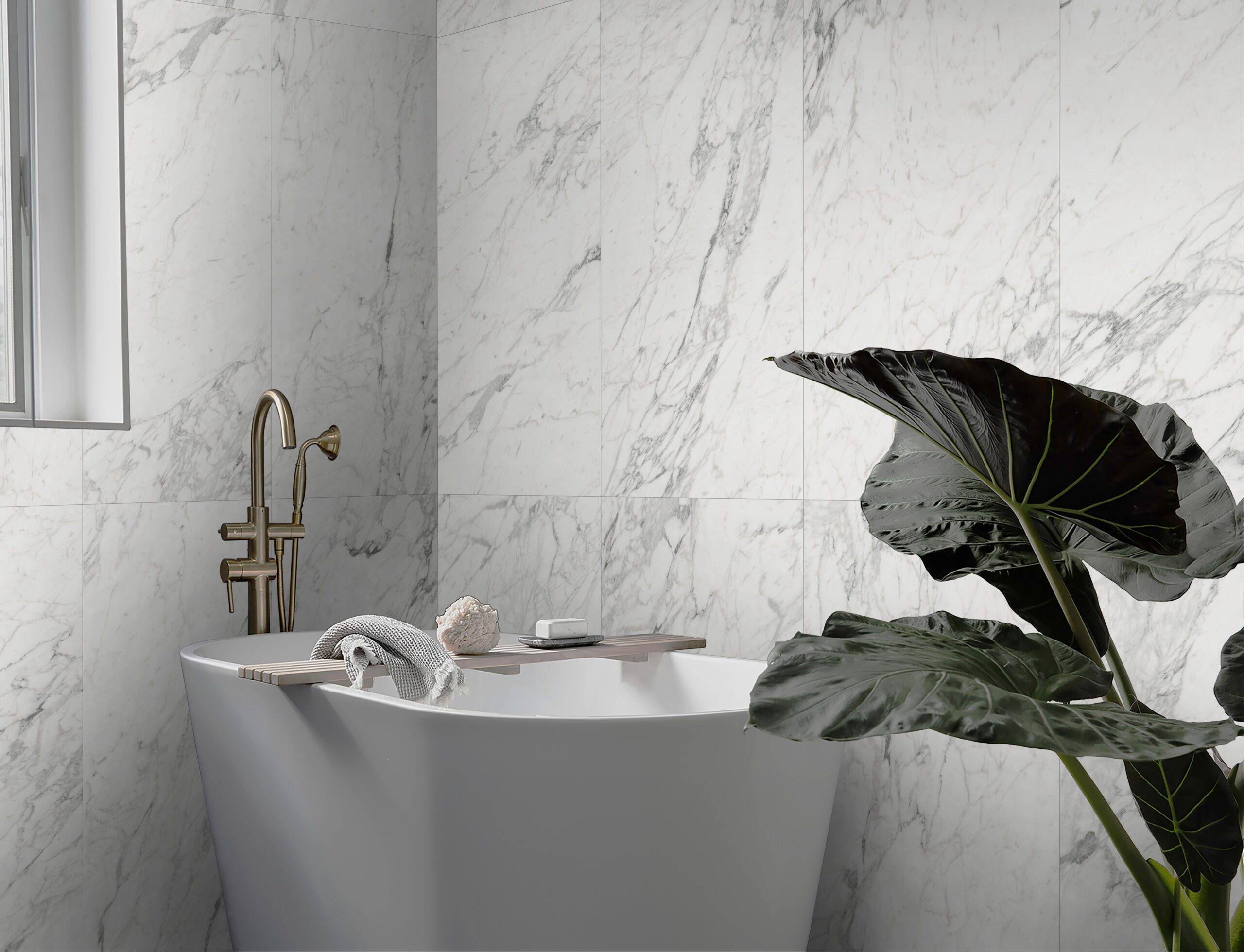 Alpine Carrara Marble Look In/Out Rectified Porcelain Tile 2735