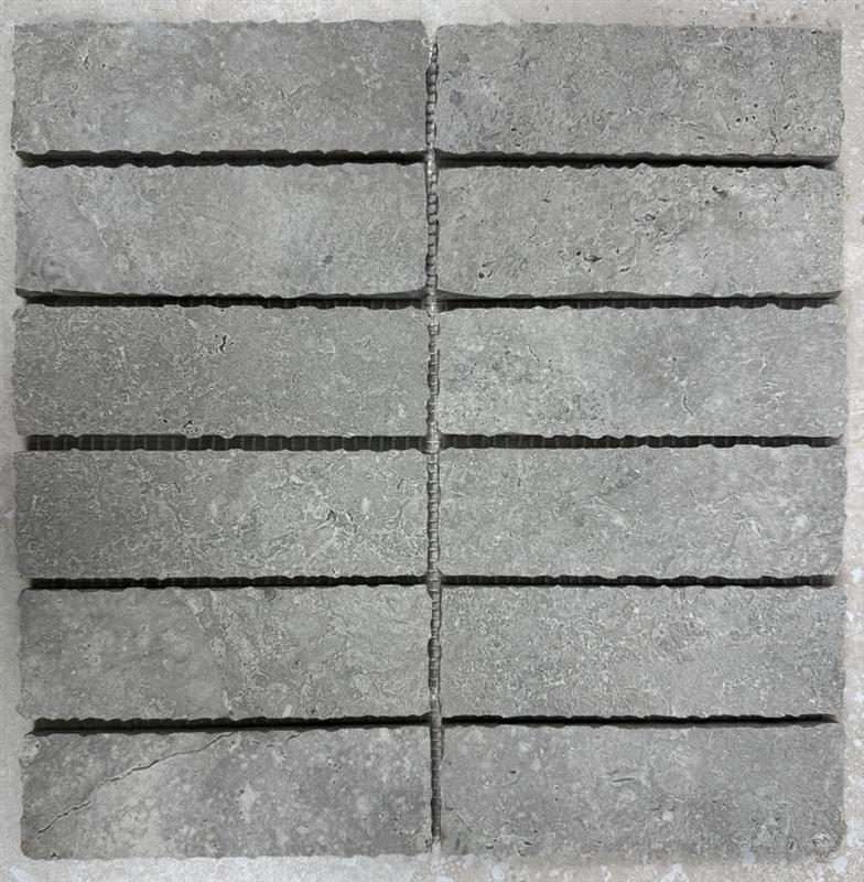 Limestone Grigio Kitkat Tech Finish Porcelain Mosaic 7849