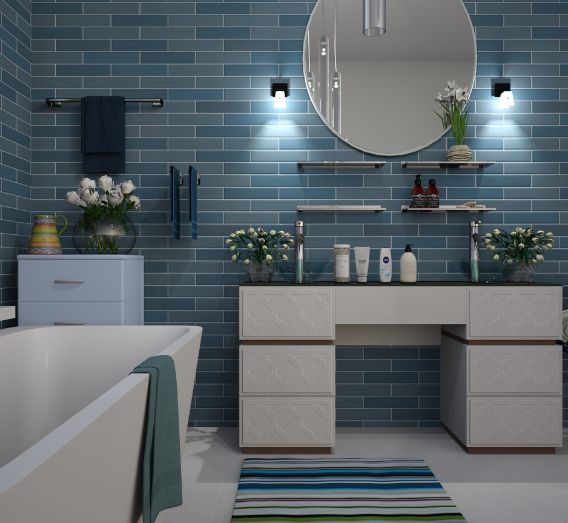 Textured Tiles In Bathroom