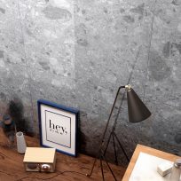 Breccia Mid Grey Terrazzo Look In/Out Rectified Porcelain Tile 3683
