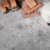 Breccia Mid Grey Terrazzo Look In/Out Rectified Porcelain Tile 3683