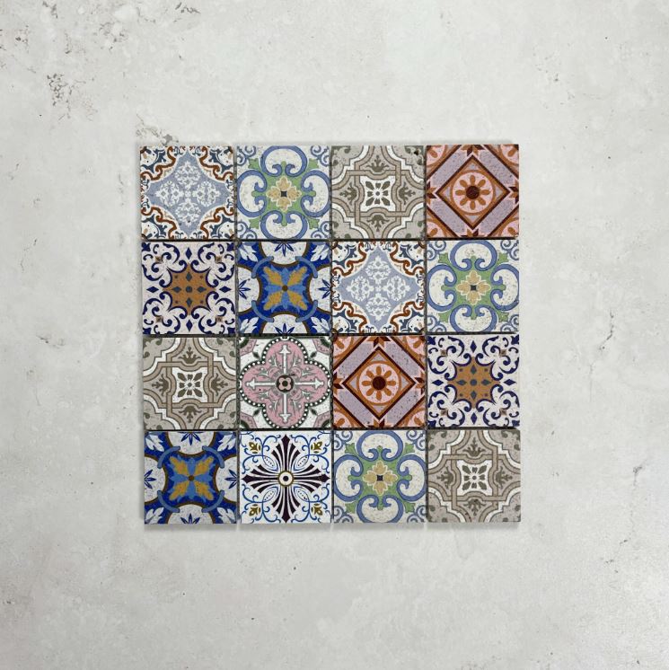 Mini Spanish Encaustic Pattern Stone Mosaic 7604