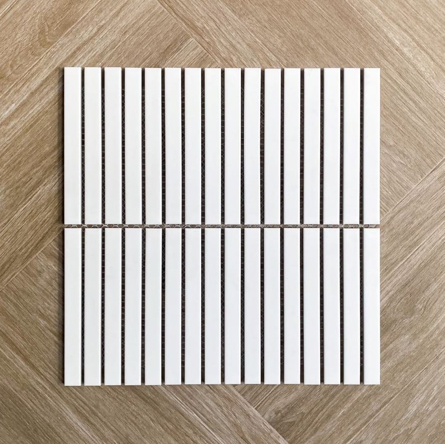 White Matt Porcelain Glazed Kit Kat Mosaic 7607