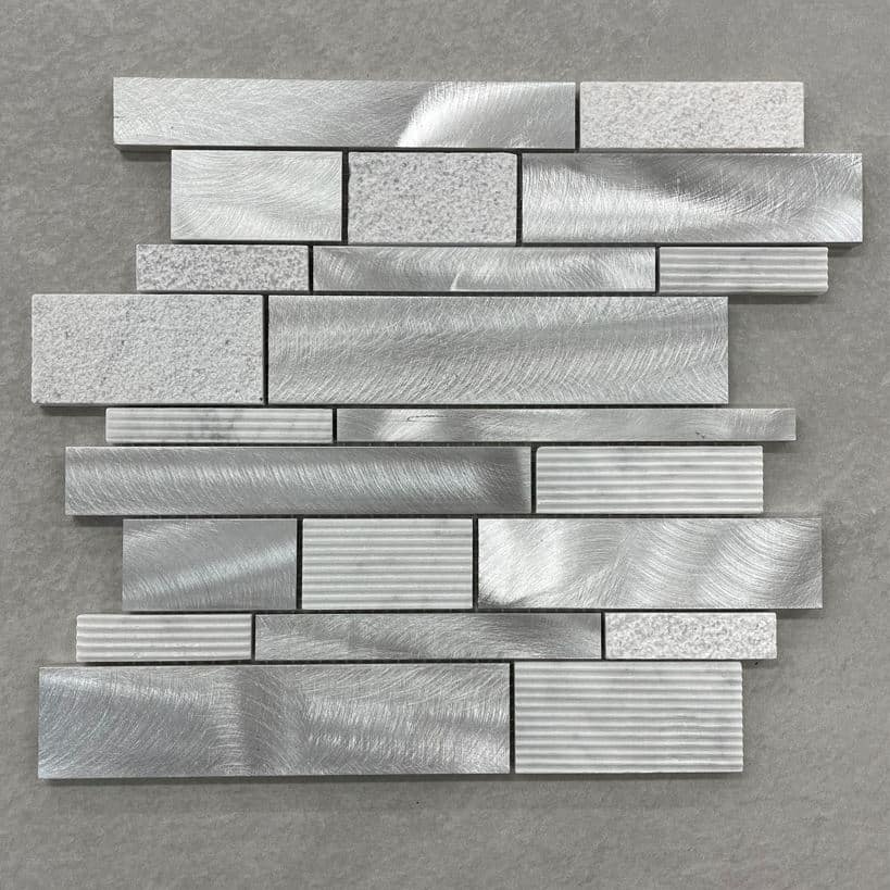 Brick Pattern Brushed Aluminium Mosaic 7637