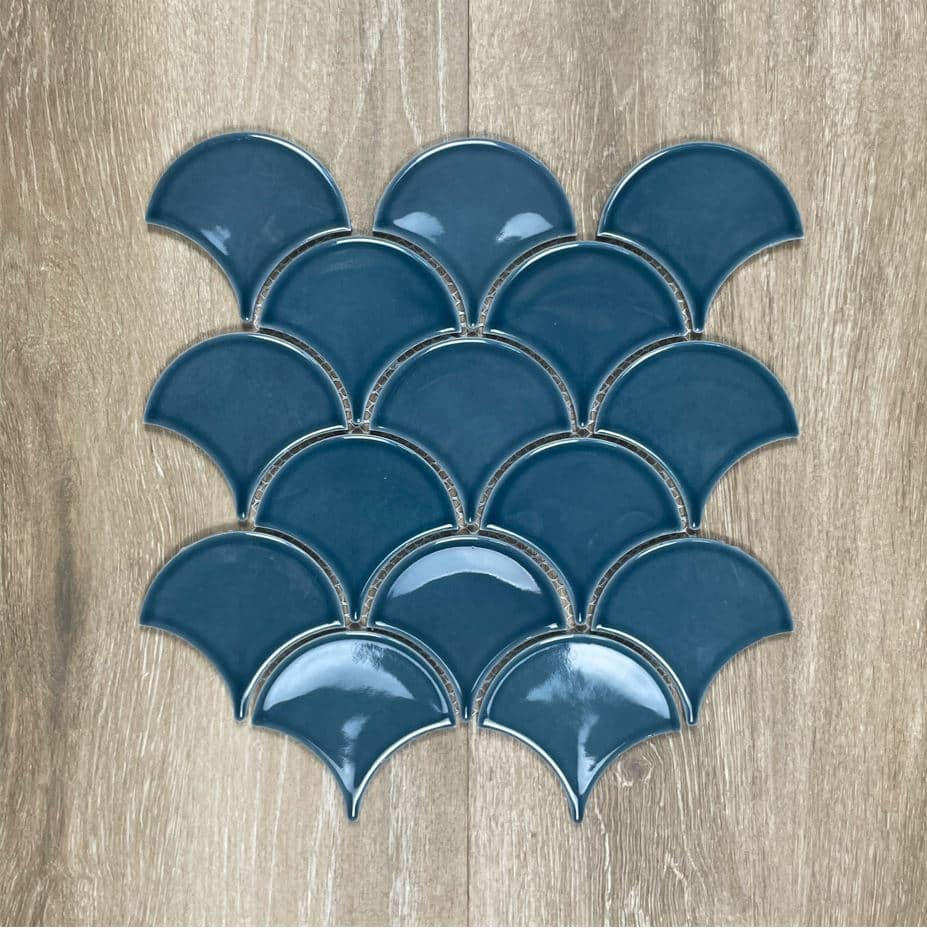 Denim Fan Fish Scale Wave Gloss Porcelain Mosaic 7676