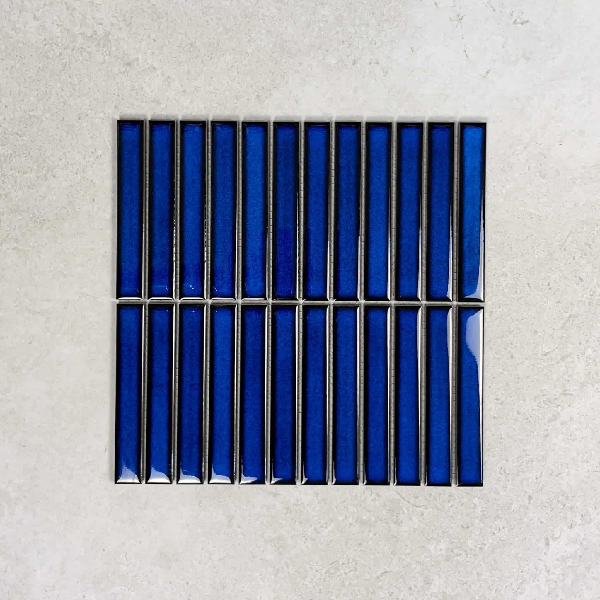 Gloss Sea Blue Large Kit Kat Fingers Glazed Porcelain Mosaic 7684