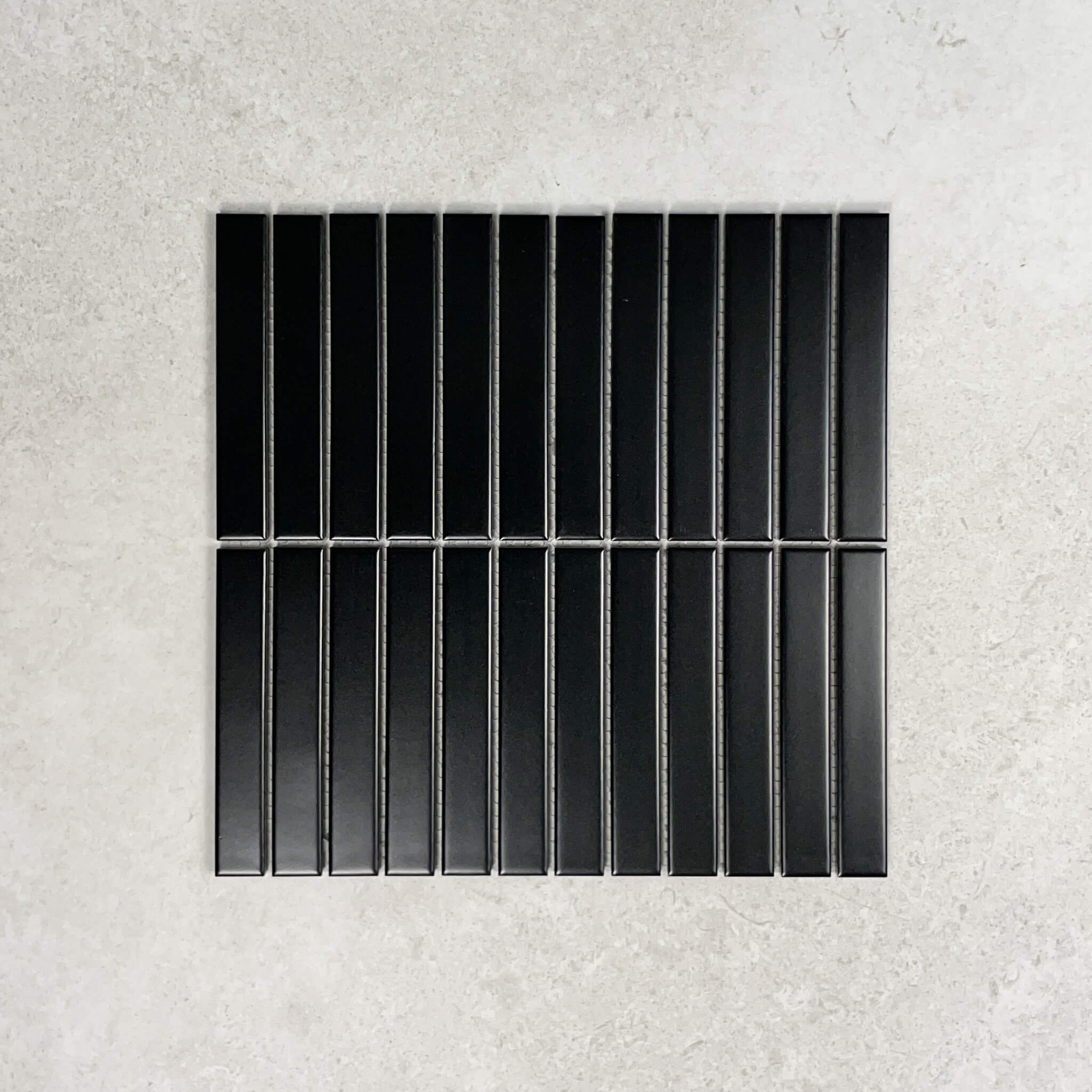 Matt Black Large Kitkat Fingers Glazed Porcelain Mosaic 7685