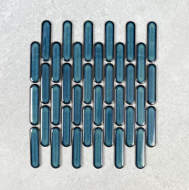 Gloss Dark Green Tic Tac Fingers Glazed Porcelain Mosaic 7688