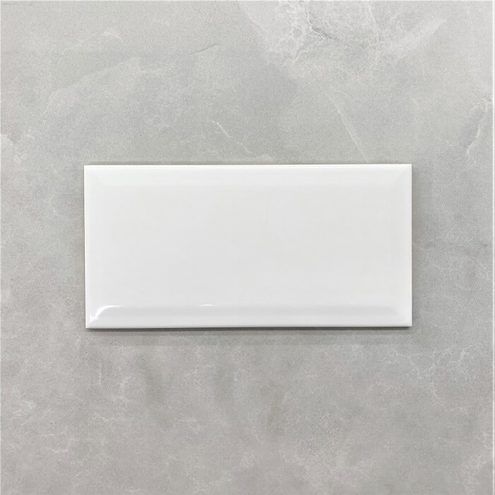 Bevelled Edge White Gloss Ceramic Subway Wall Tile 4112