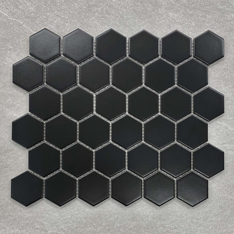 Hexagon Black Matt Porcelain Mosaic 7581
