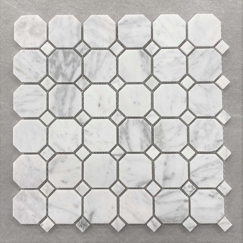 Octagon Honed Carrara Marble 48mm Mosaic 7580
