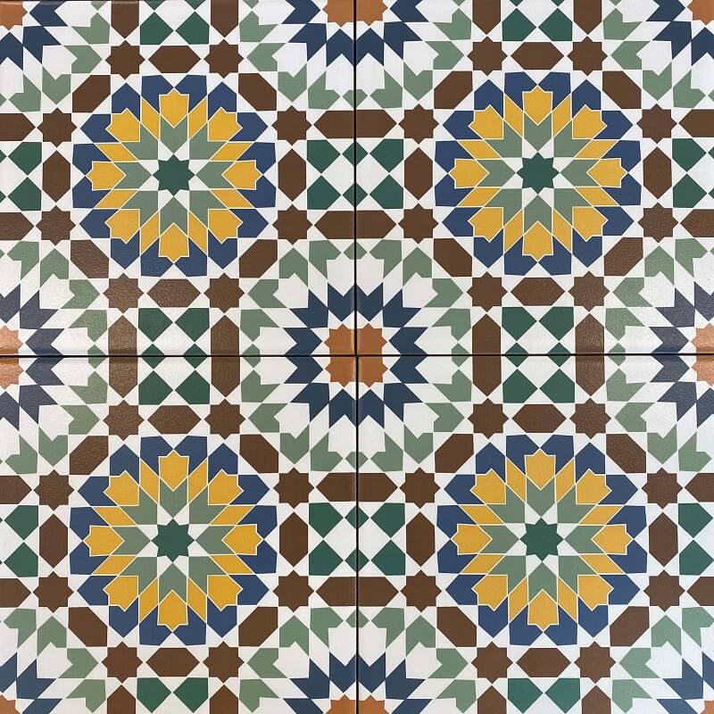 Retro Mixed Colour Matt Patterned Non Rectified Glazed Porcelain Wall & Floor Tile 3452